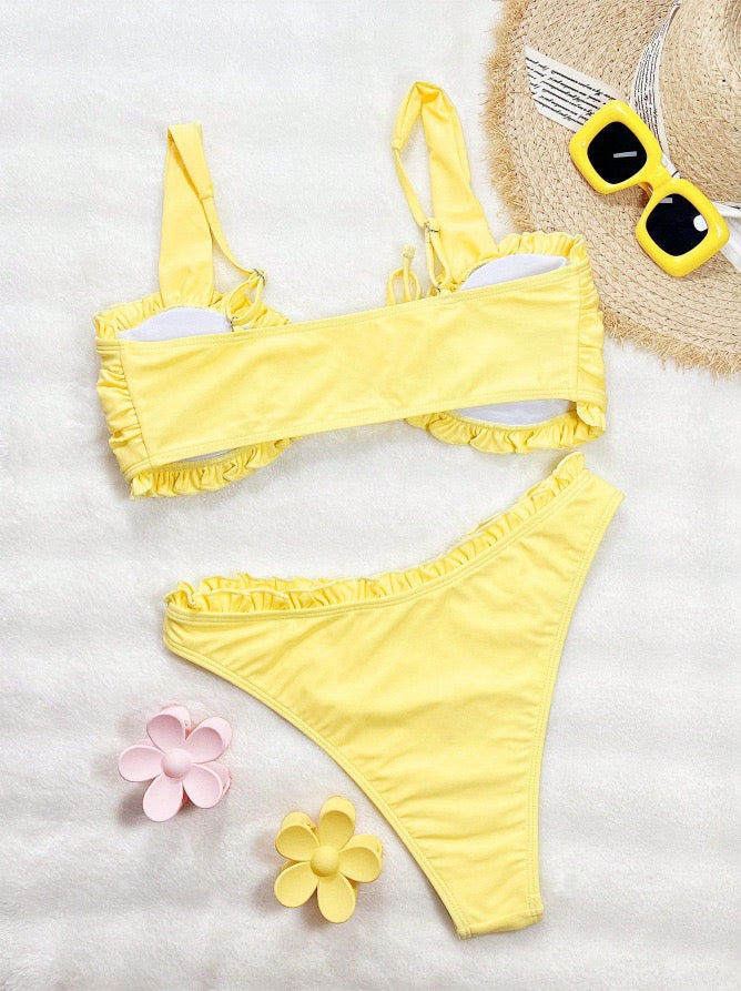 2026 New Summer Women's Swimsuit Solid Color Sexy Padded Halter Lace-up Backless Swimwear Shorts Tankinis Beachwear Bathing Suit