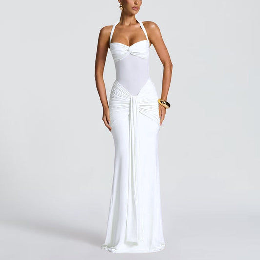 Women's Sexy Mesh See-Through Maxi Dress Long Sleeve Bowknot Evening Gown for Club Party Trendy High Street Style 2026 (Copy)