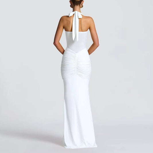 Women's Sexy Mesh See-Through Maxi Dress Long Sleeve Bowknot Evening Gown for Club Party Trendy High Street Style 2026
