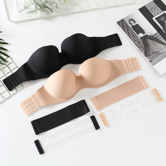 Women Intimates Invisible Push Up BH Wedding Backless Open Back Transparent Bra Thick Seamless Nubra Strapless Bralette Bra