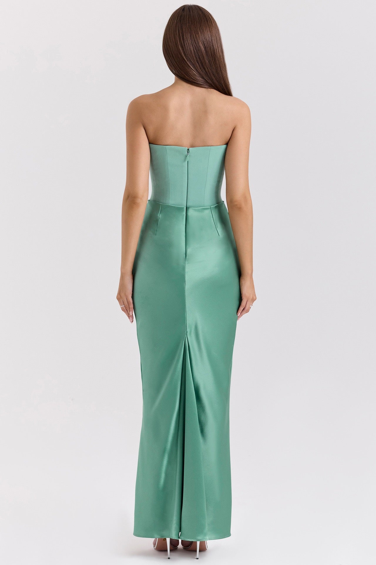 Women's Strapless Evening Dress Sexy Satin Pleated High Waist Skinny Party Dresses 2026 New Elegant Chic Design Sense Long Dress