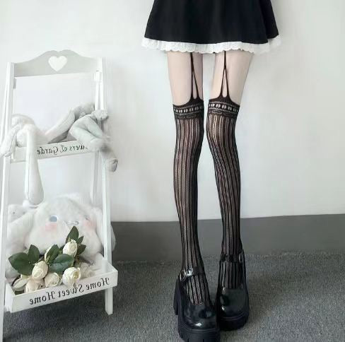 Women's Fishnet Tights Black Fishnet Stockings Sexy Cut Braces Tights Women