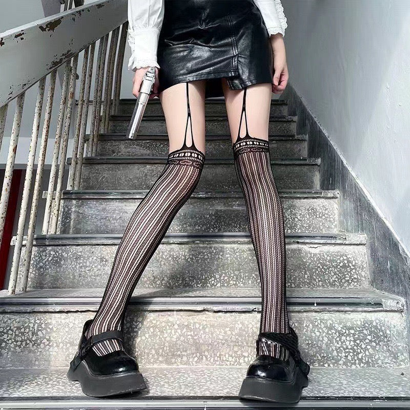 Women's Fishnet Tights Black Fishnet Stockings Sexy Cut Braces Tights Women