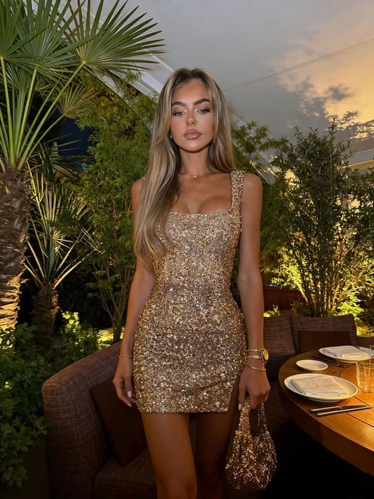 Colorful Diamond Pattern Sequin Slit Sexy Dress Women 2026 Elegant Party Dress Backless Mini Summer Dress Vestidos (Copy)