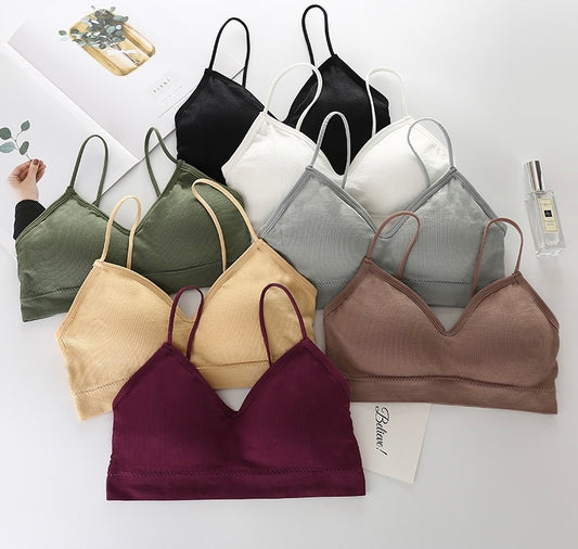 Bra Women Tube Tops Underwear Padded Bras Teenage Underclothes  Lingerie Students Bra Solid Soft Cotton