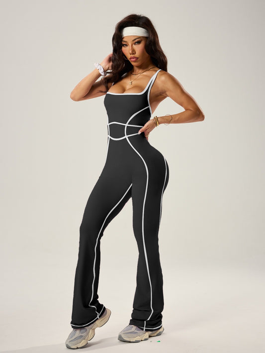 Sports Pink Jumpsuits Women's Tracksuit One-Piece Fitness Suit  Gym Sets Long Sleeves  Exercise Bodysuit Woman