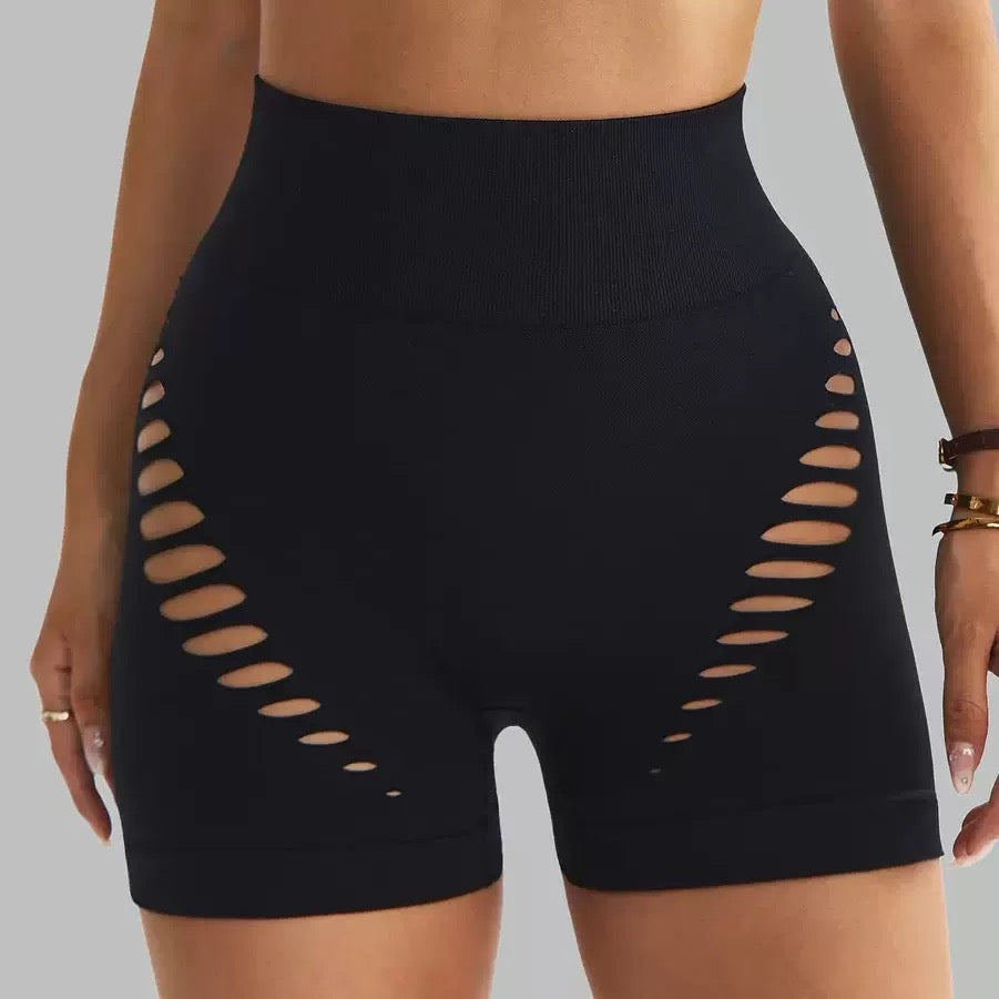 Summer Hollow Out Sports Shorts Seamless Knited Leggings Gym Workout Run High Waist Stretchy Shorts Sexy Hip Liftting Gym shorts