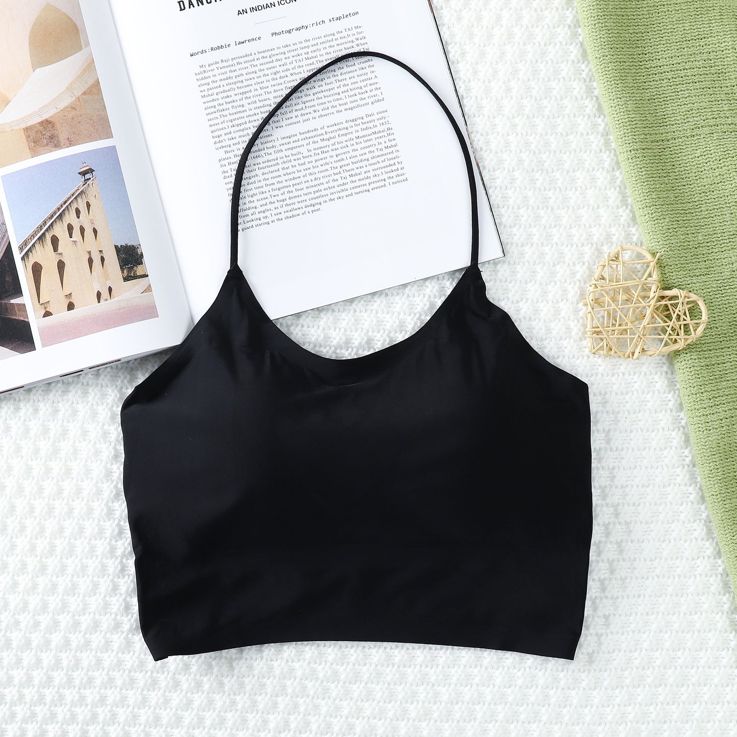 Sexy Crop Tops Women Ice Silk Tank Top Summer Seamless Backless Vest Tube Top Underwear Padded Bra Bralette Camisole Accessory