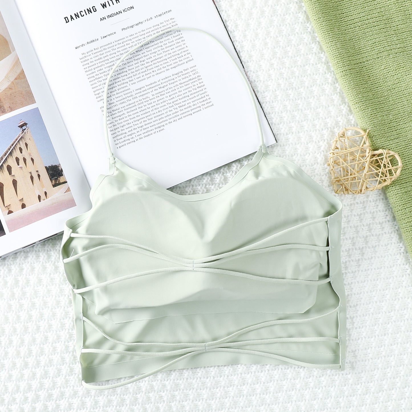 Sexy Crop Tops Women Ice Silk Tank Top Summer Seamless Backless Vest Tube Top Underwear Padded Bra Bralette Camisole Accessory