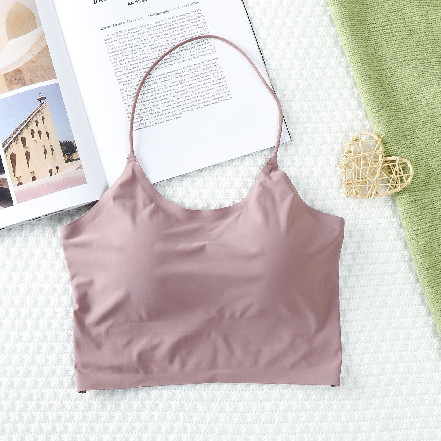 Sexy Crop Tops Women Ice Silk Tank Top Summer Seamless Backless Vest Tube Top Underwear Padded Bra Bralette Camisole Accessory