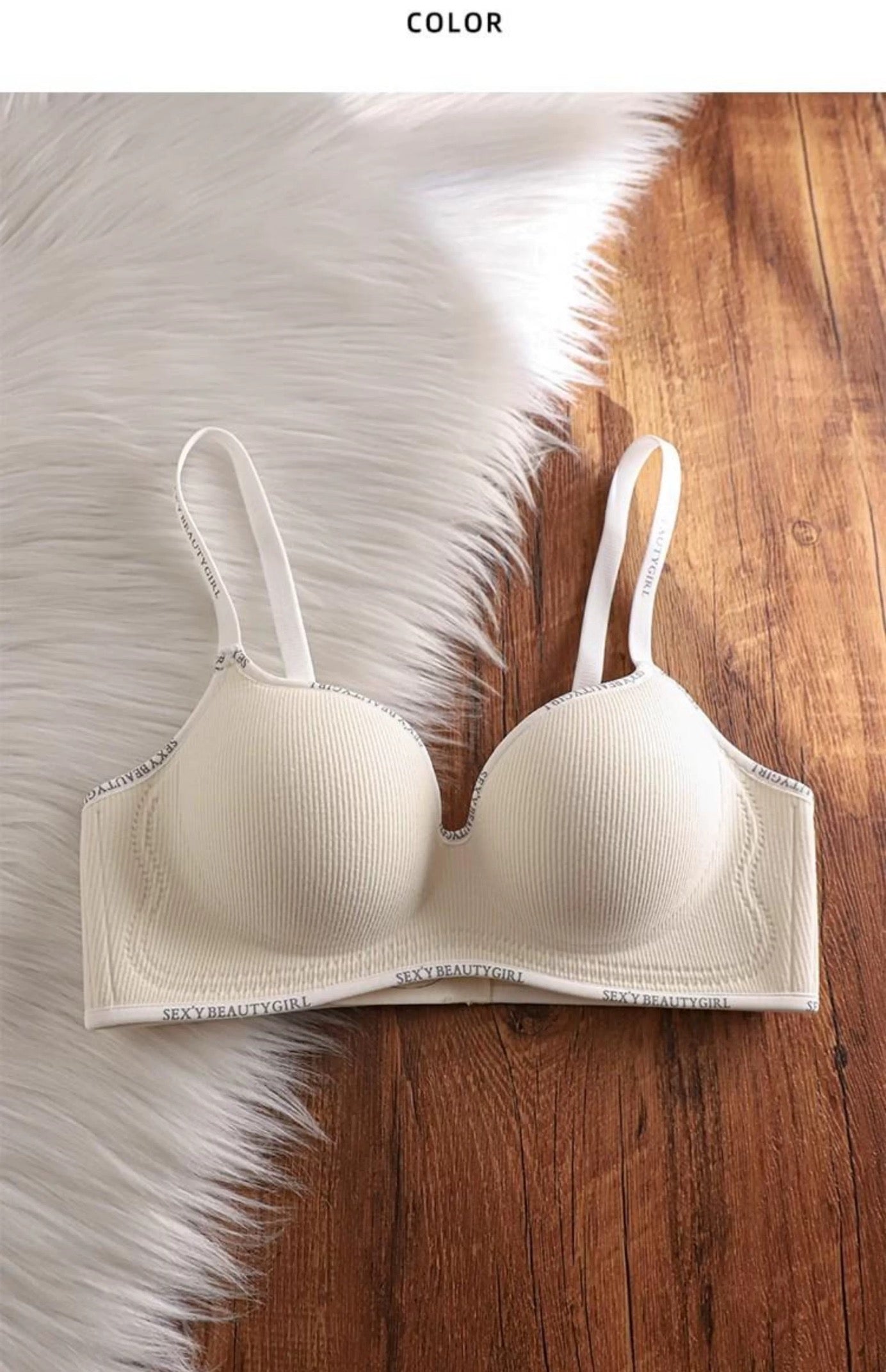 Women’s Wireless Half-Push Bra – No Traces, Anti-Sagging, Seamless Support for Small Busts with Stylish Letter Print