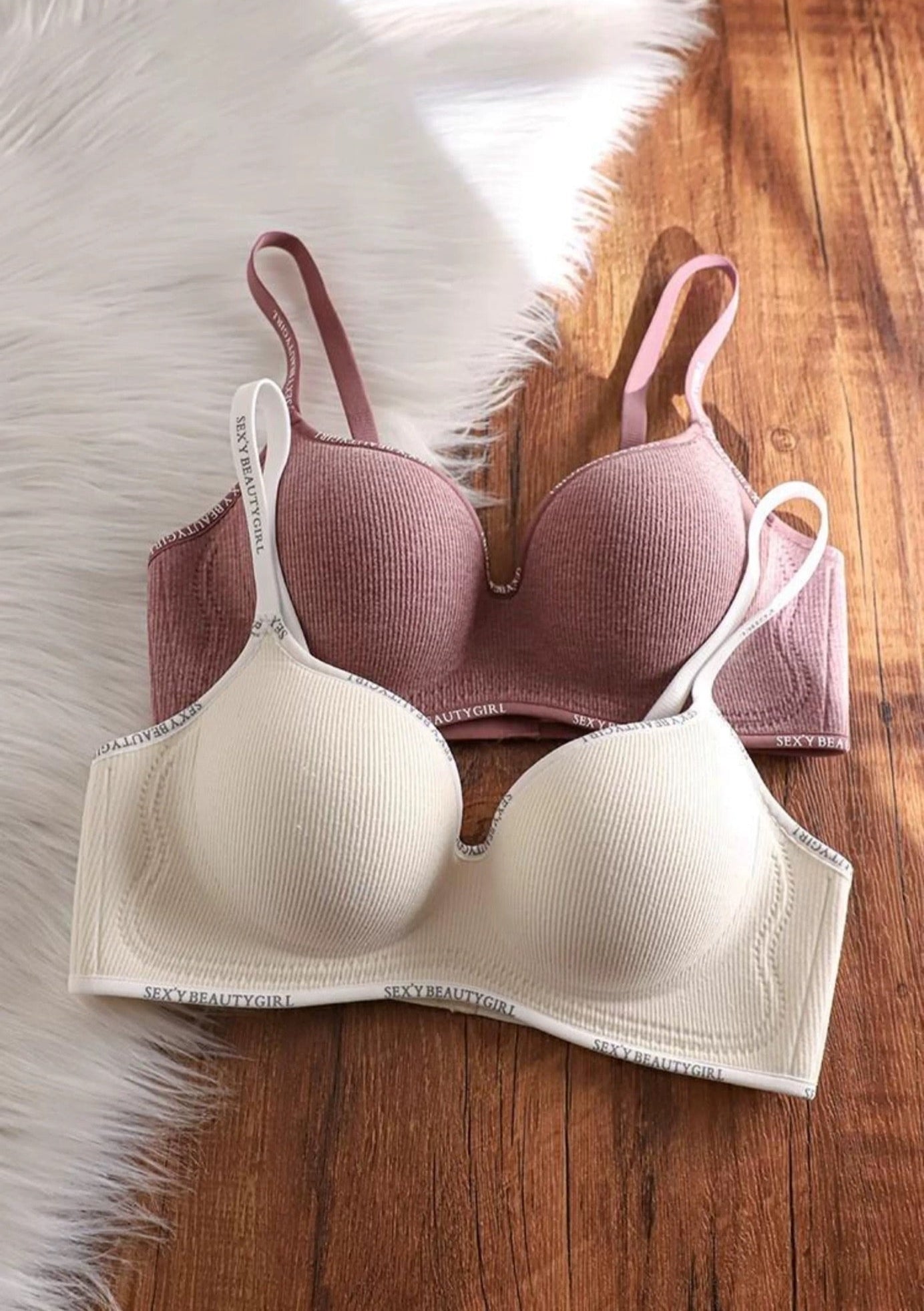 Women’s Wireless Half-Push Bra – No Traces, Anti-Sagging, Seamless Support for Small Busts with Stylish Letter Print