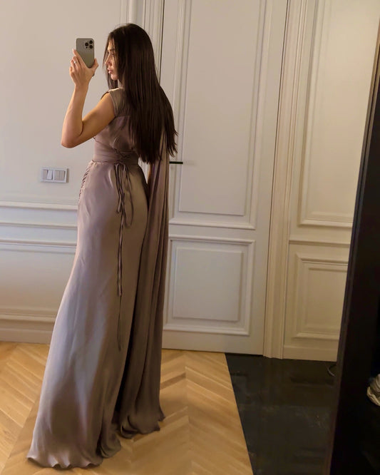 Elegant and Classy Dresses for Woman Long Maxi Summer Dresses with Streamer Pleated Waist Formal and Evening Dresses Chic Ladies