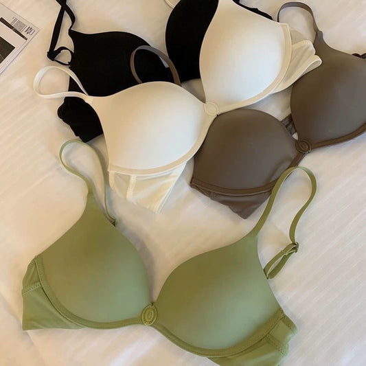 U-shaped Front Buckle Sexy Women's Bra Thin Breathable Small Chest Gathering Bras Comfortable Seamless Underwear Everyday Bra