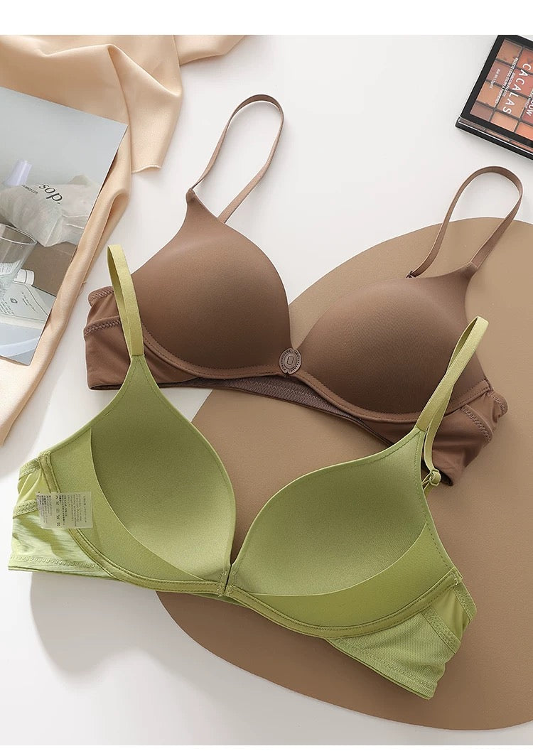 U-shaped Front Buckle Sexy Women's Bra Thin Breathable Small Chest Gathering Bras Comfortable Seamless Underwear Everyday Bra