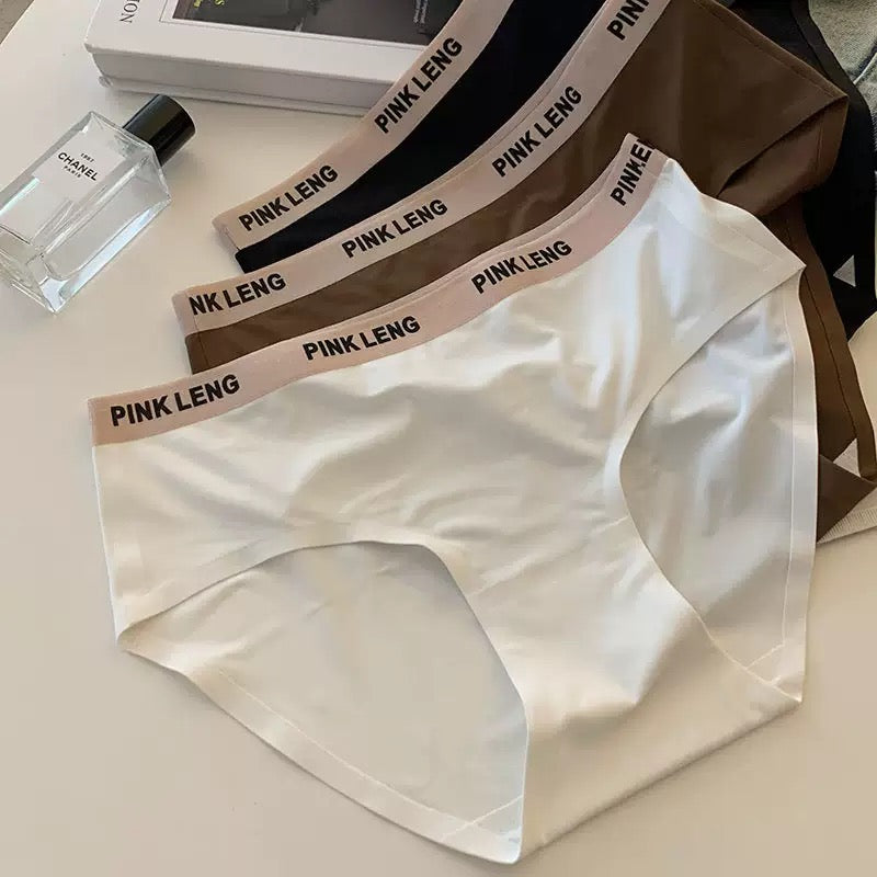 Sexy Seamless Panties Ice Silk Women's Comfortable Wrap Hip Letter Strap Sport Style Female Mid-rise Waist Briefs