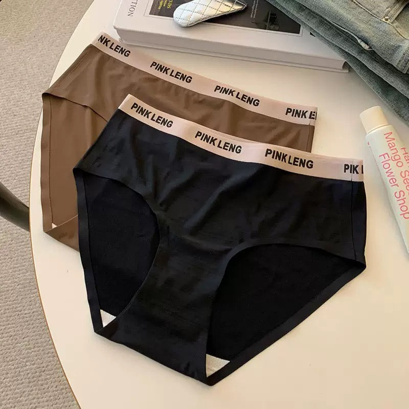 Sexy Seamless Panties Ice Silk Women's Comfortable Wrap Hip Letter Strap Sport Style Female Mid-rise Waist Briefs