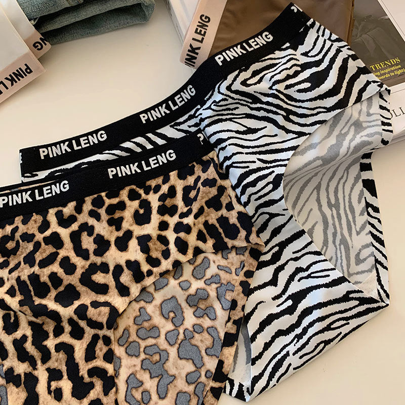 Sexy Seamless Panties Ice Silk Women's Comfortable Wrap Hip Letter Strap Sport Style Female Mid-rise Waist Briefs