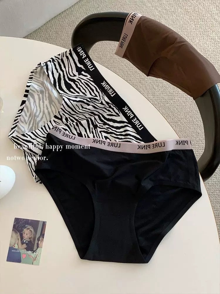 Sexy Seamless Panties Ice Silk Women's Comfortable Wrap Hip Letter Strap Sport Style Female Mid-rise Waist Briefs