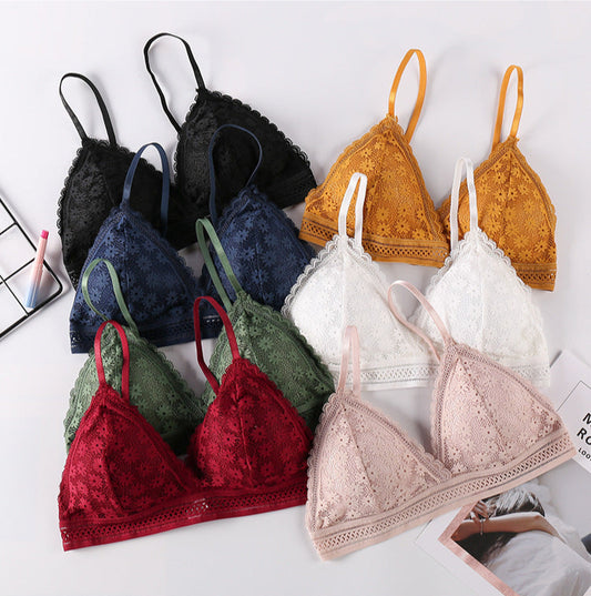 Sexy Floral Lace Bra Top For Women  Female Lingerie breathable Removable Pad Thin Fashion New Wireless Bras