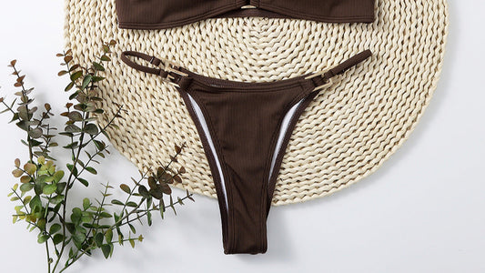 Sexy Solid Thong Bikini Cut Swimwear Women Bottom Adjustable Briefs Swimsuit Panties Underwear Thong Bathing Suit