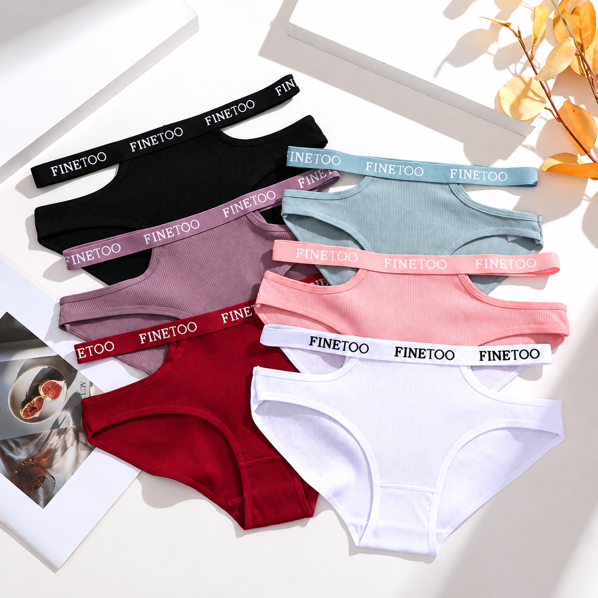 Women’s Ribbed Cotton-Style Bikini Panties with Cutout Logo Waistband, Low-Rise Fit and Soft Everyday Brief Underwear