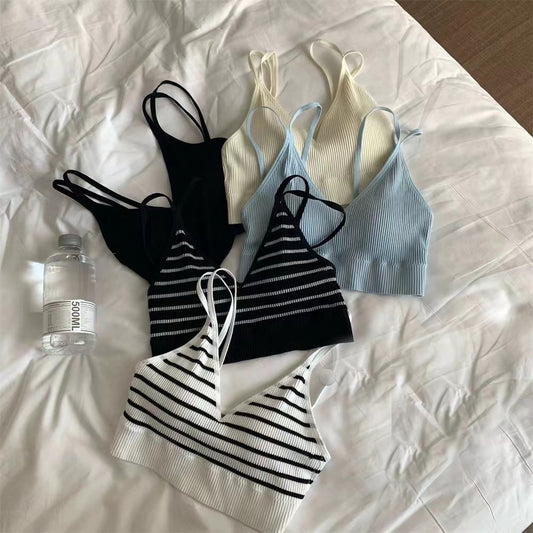 Women's Cotton Bra Tube Tops Sexy Striped Top Fashion , Girls Outdoor Summer Top Female Sports Tank Up Sexy Lingerie