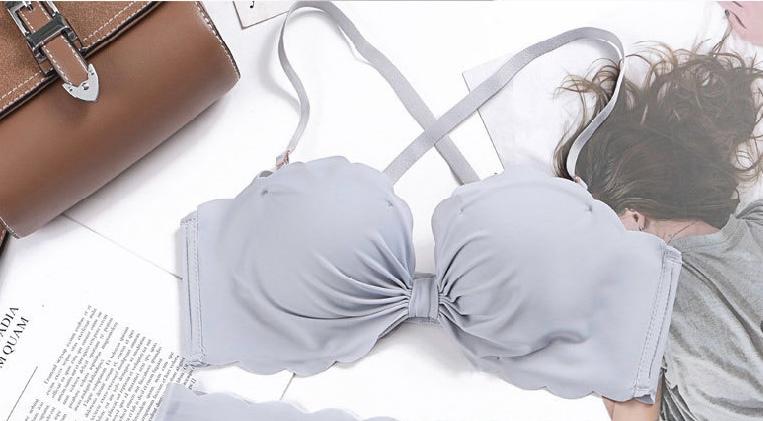 Women Sexy Bow Knot Fancy Stylish Sweet Underwear No Steel Ring Small Chest Gather Push-Up Bra