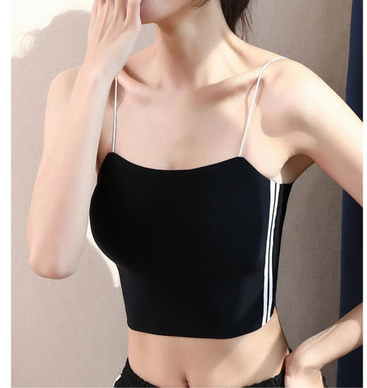 Ladies Seamless Vest With Suspenders On The Outside, Bottoming On The Inside, Ice Silk Sleeveless Top