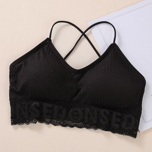 New Korean Version Of The Lace Edge Solid Color Cute No Steel Ring Bra Set