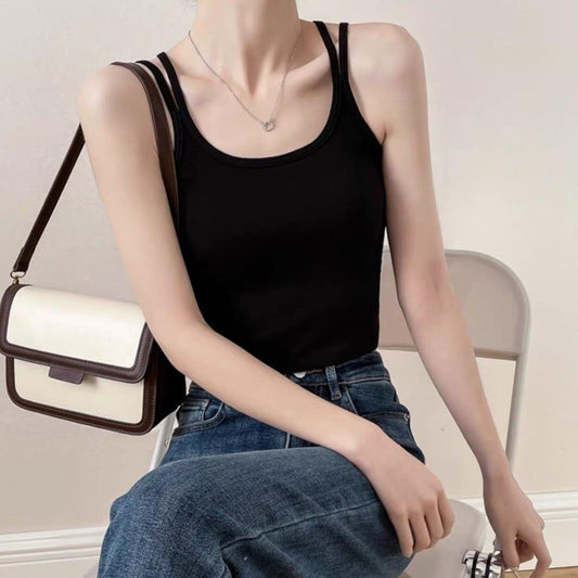 Sleeveless Threaded Halter Vest New Polyamide Sexy Tank Top Women