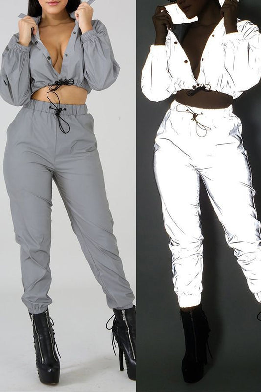 Reflection Suit - Reflect light - set top with pants gray reflect silver