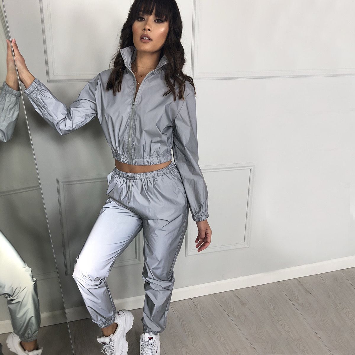 Reflection Suit - Reflect light - set top with pants gray reflect silver