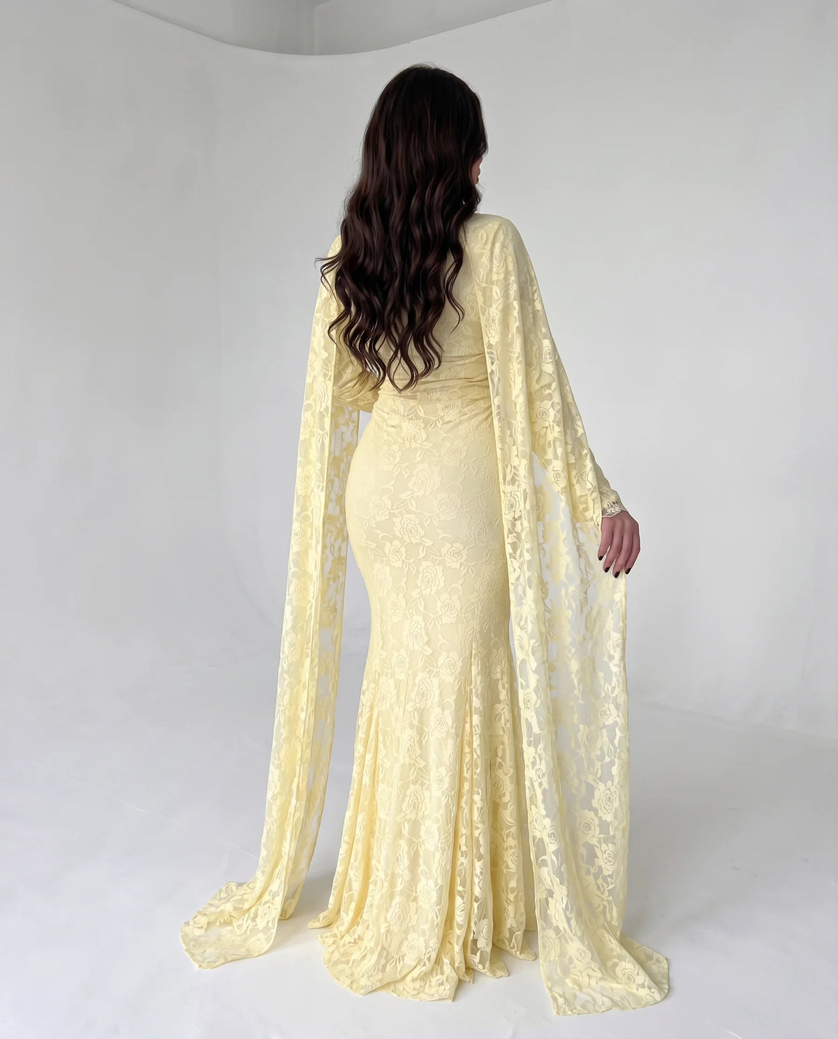 Casual Long Sleeves Lace Mermaid Bodycon Women's Maxi Dress Sexy  Long Dress for Women
