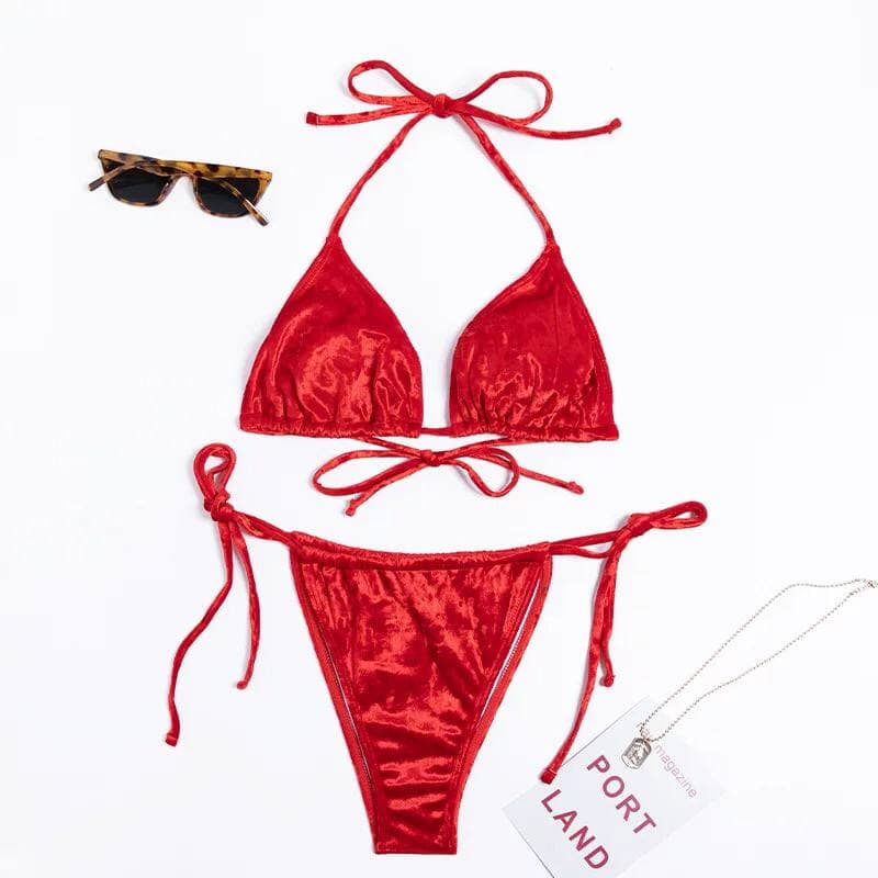 Sparkly Glitter Triangle Bikini Swimsuit