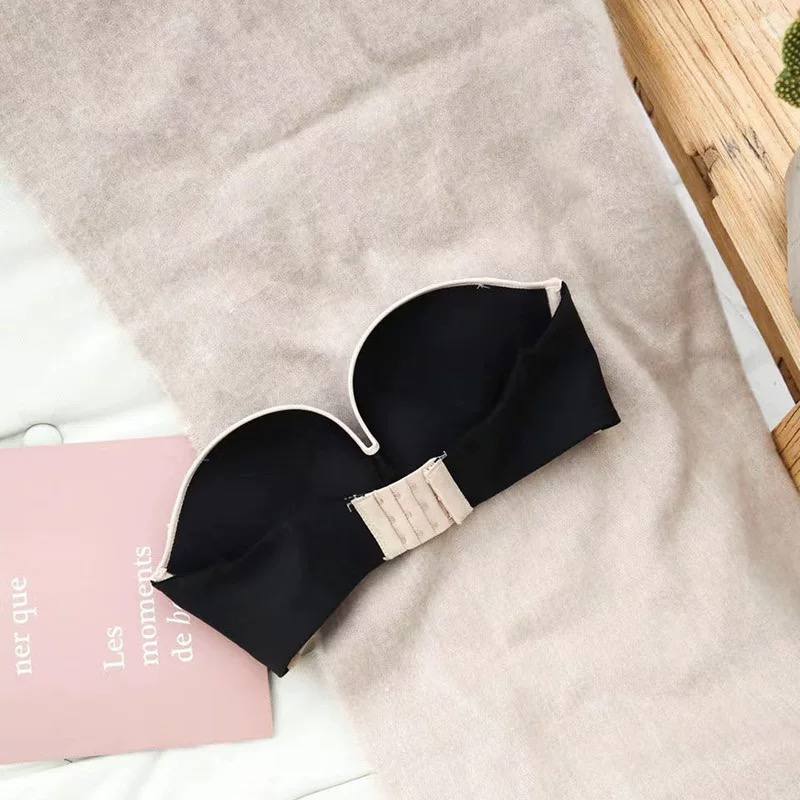 New Design Button Up Front Anti-Skid Breast Pasted Sexy Accumulation Women’s Dress Push-Up Strapless Bra