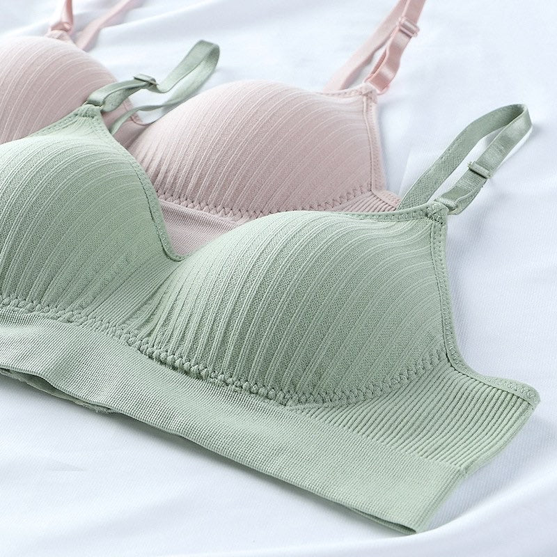 rygai 2 Pcs/Set Panties Bra Set Push Up Breathable Comfortable Elastic  Scoop Neck Support Breast Seamless Soft Women Underwear Set for Daily