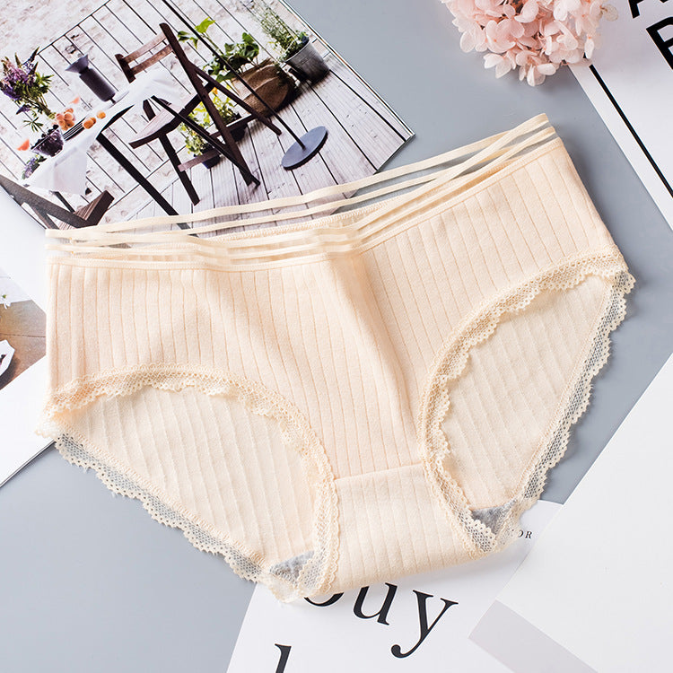 Sexy Women's Cotton Panties Hip Lift Hollow Out Briefs Mid Waist Female Comfort Breathable Underpants Solid Lady Lingerie