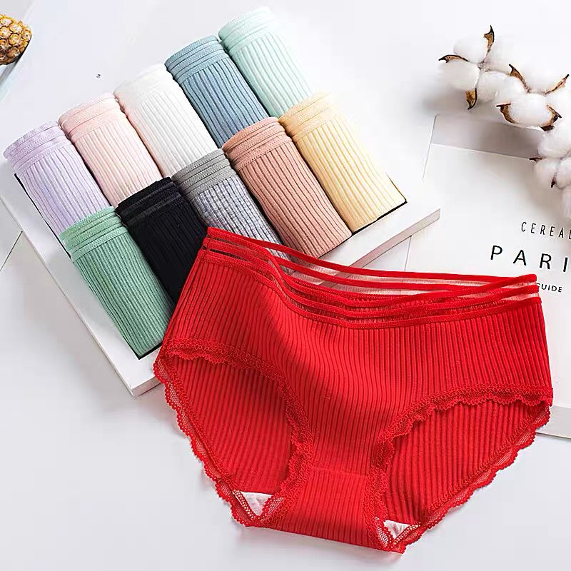 Sexy Women's Cotton Panties Hip Lift Hollow Out Briefs Mid Waist Female Comfort Breathable Underpants Solid Lady Lingerie