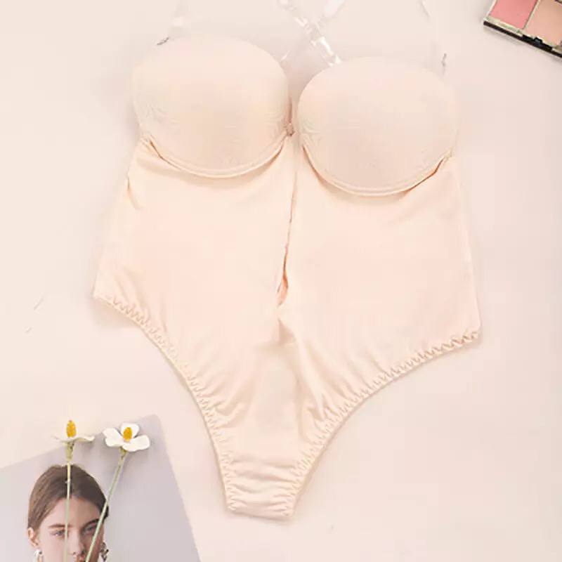 Women Backless Push Up Bra Bodysuit Invisible Thong Convertible