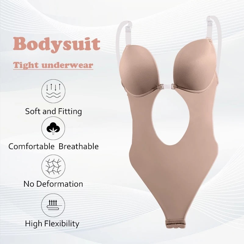 Sexy Full Body-Shaper Bra Women Deep V Convertible Bra Thongs