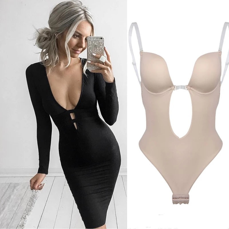 Women's Backless Bra Body Shaper Deep V Bodysuit Thong Convertible Seamless  U Plunge Body Suit – the best products in the Joom Geek online store