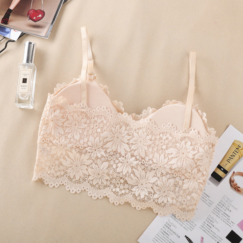 Fashion Floral Lace Underwear Sexy Seamless Bra For Women Padded Wireless Seamless Printed Bra