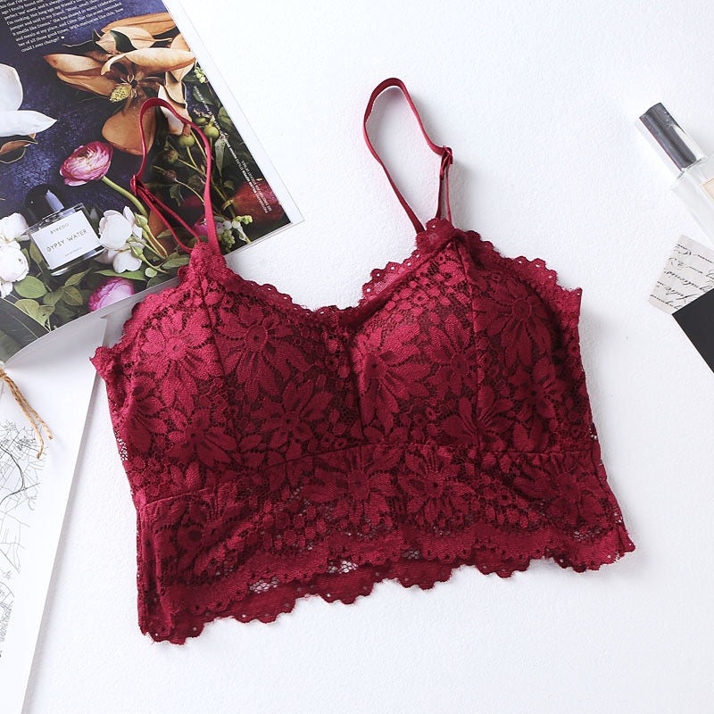 Fashion Floral Lace Underwear Sexy Seamless Bra For Women Padded Wireless Seamless Printed Bra