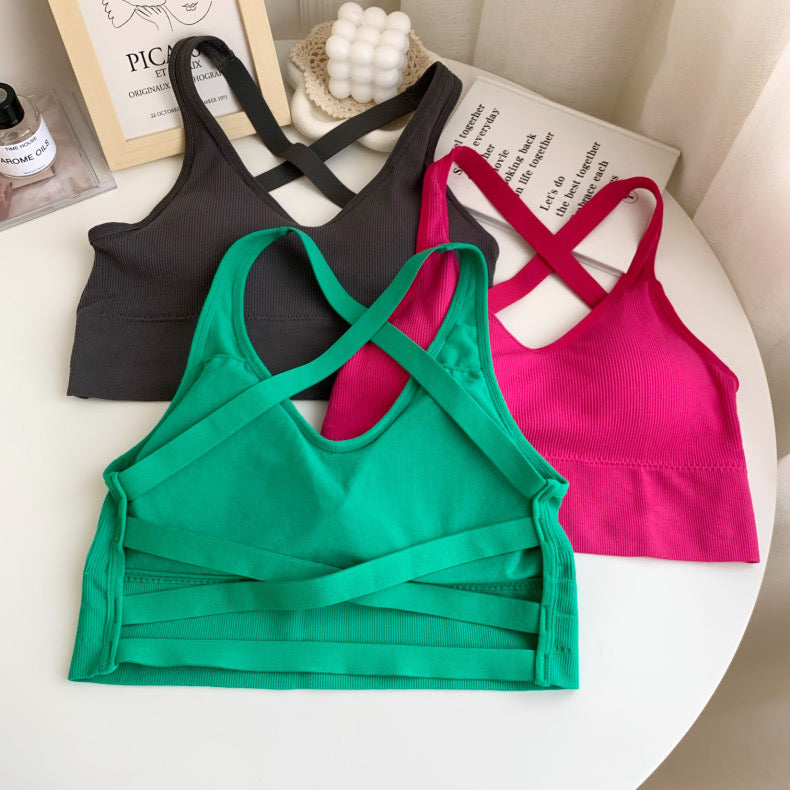 Sports Bras For Women Gym Running, Unique Cross Back Strappy & Honeycomb  Design Front,mid Impact Seamless Yoga Bralette-green(xl)