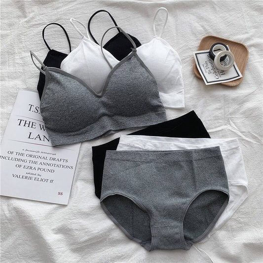 Women’s Underwear Set Sexy Bras Tube Top Push-Up Bra Set Lingerie Bralette Ribbed Bra and panty