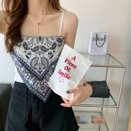 Summer Women Print Small Sling Tops Women Fashion Retro Vest 2022 New All-Match Casual Top