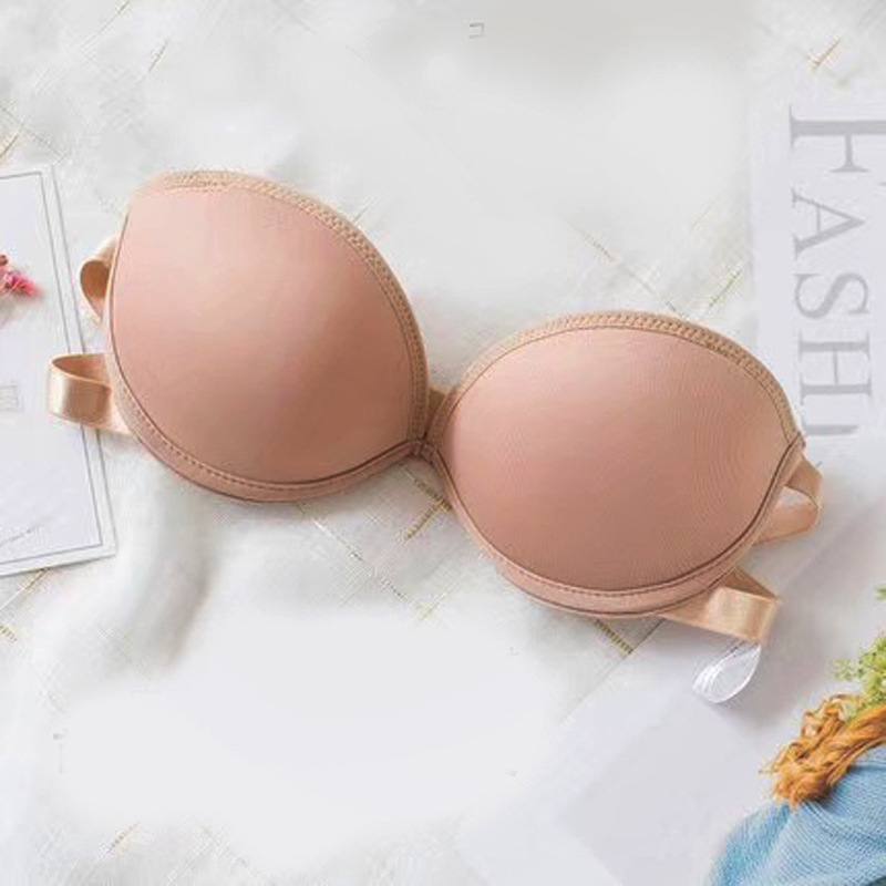 Strapless Bra Gathered Small Chest Thickened One-shoulder Silicone Non-Slip Tube Top Summer Fashion Thin Women's Bra