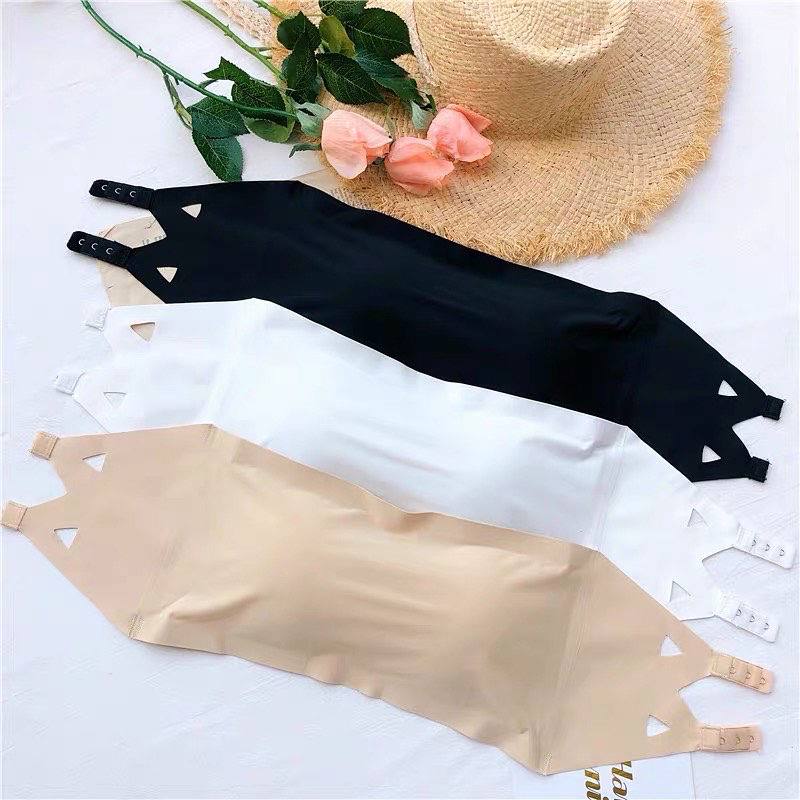 Sexy Ice Silk Seamless Shoulder Warp Gathered Non-slip Beauty Strap Chest Pad Vest Women's Small Breast Tube Top Underwear