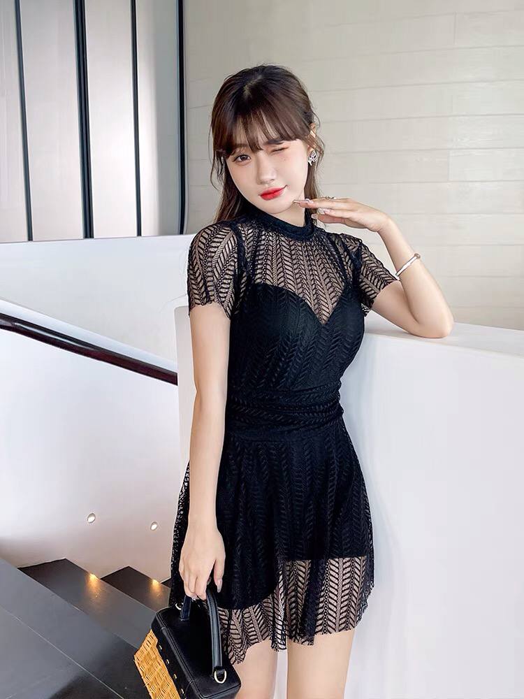 Cover-up Women Simple Basic Solid Sexy Lady Korean Style Short Sleeve Swimwear